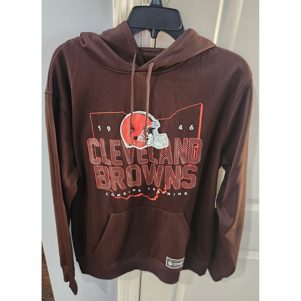 New Era Cleveland Browns NFL Combine Training Hoodie Brown Mens Pullover Large